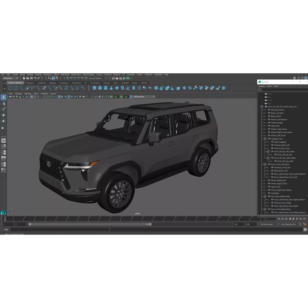 Lexus GX 550 SUV 2024 Gray 3D Model – High Poly PBR Asset, FBX