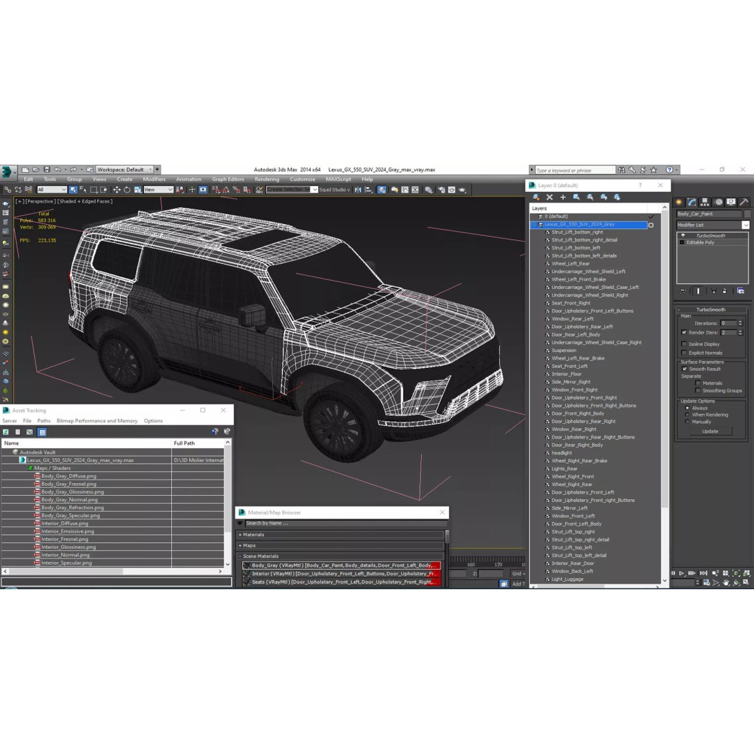Lexus GX 550 SUV 2024 Gray 3D Model – High Poly PBR Asset, FBX - View 40