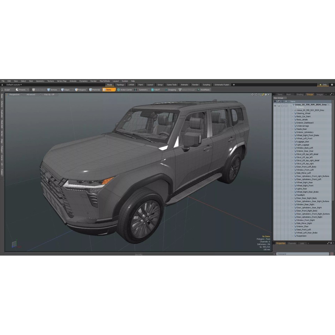 Lexus GX 550 SUV 2024 Gray 3D Model – High Poly PBR Asset, FBX - View 63