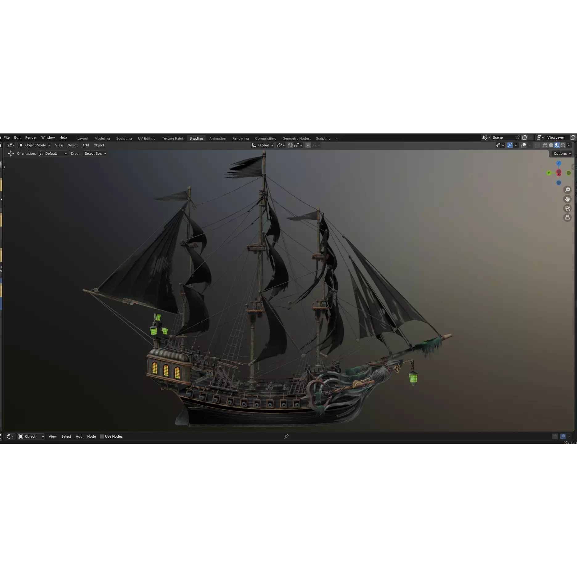 Reaper Pirate Ship - Low-Poly Game-Ready 3D Model - View 3