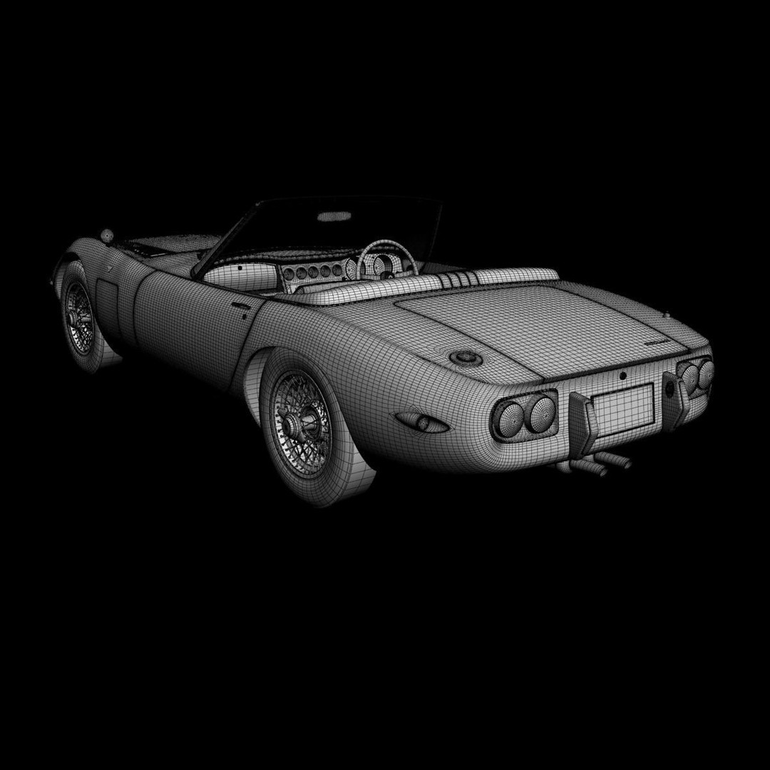 Toyota 2000GT Cabrio 3D Model – High Poly Antique Car, FBX, OBJ