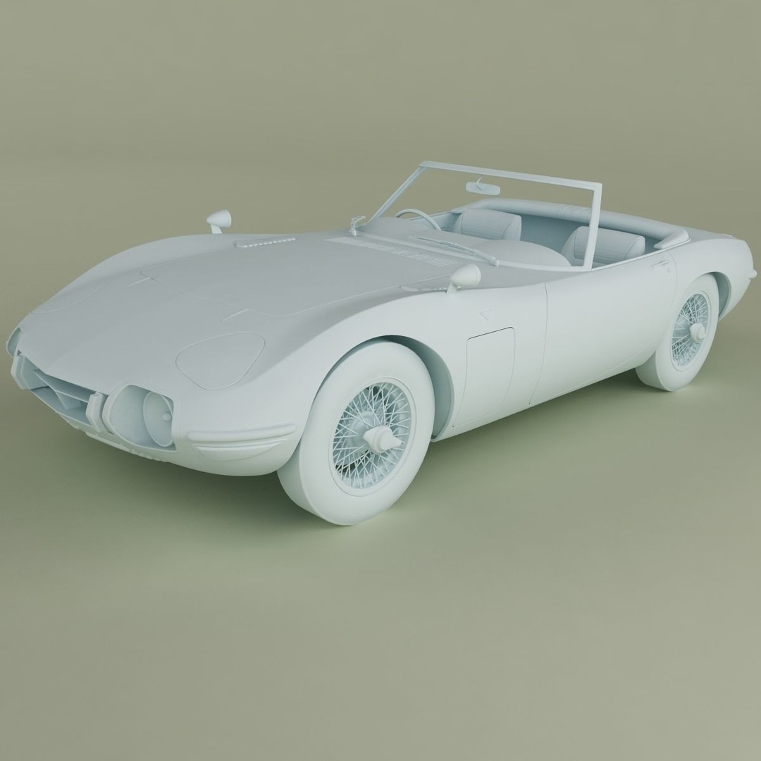 Toyota 2000GT Cabrio 3D Model – High Poly Antique Car, FBX, OBJ - View 12