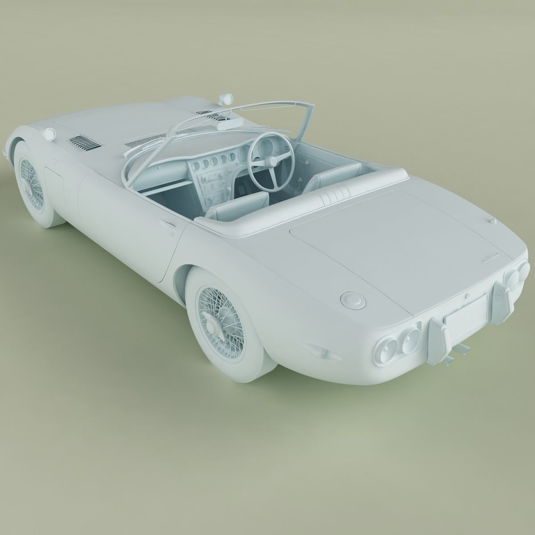 Toyota 2000GT Cabrio 3D Model – High Poly Antique Car, FBX, OBJ - View 14