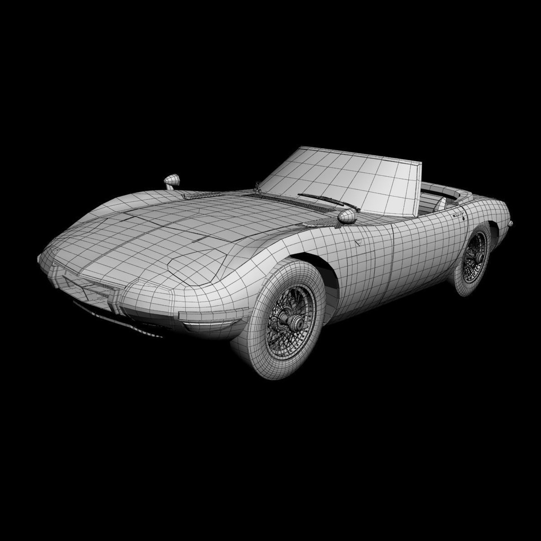 Toyota 2000GT Cabrio 3D Model – High Poly Antique Car, FBX, OBJ - View 15