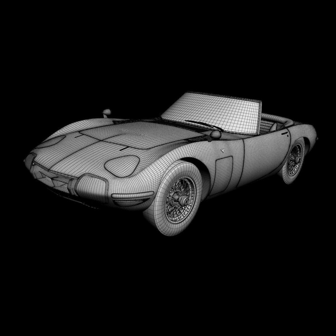 Toyota 2000GT Cabrio 3D Model – High Poly Antique Car, FBX, OBJ - View 16