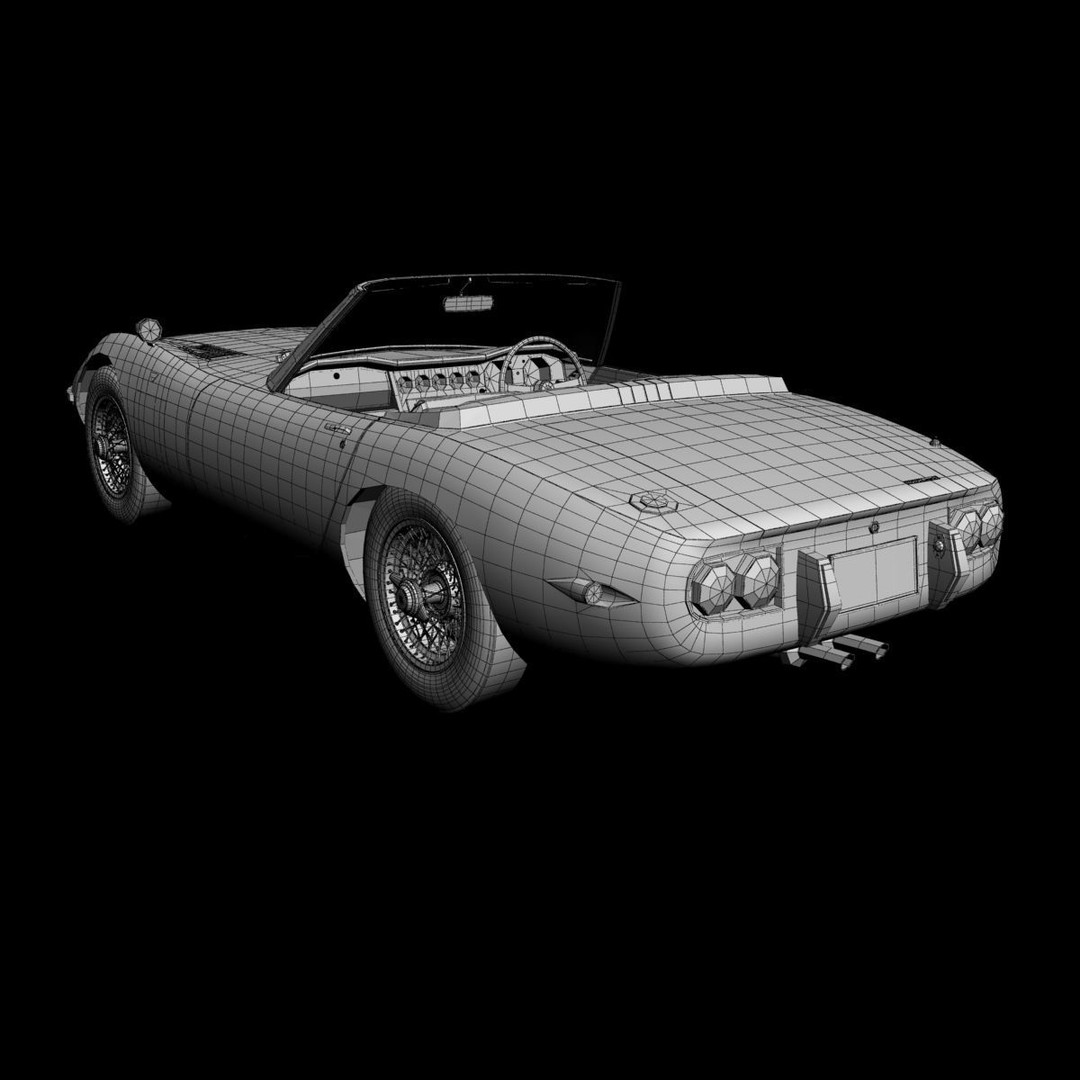Toyota 2000GT Cabrio 3D Model – High Poly Antique Car, FBX, OBJ - View 17