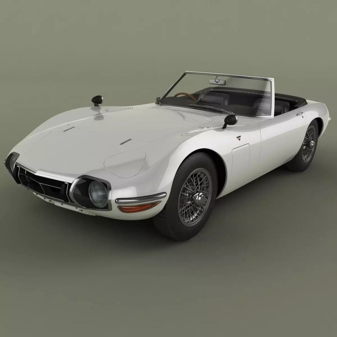 Toyota 2000GT Cabrio 3D Model – High Poly Antique Car, FBX, OBJ - View 2