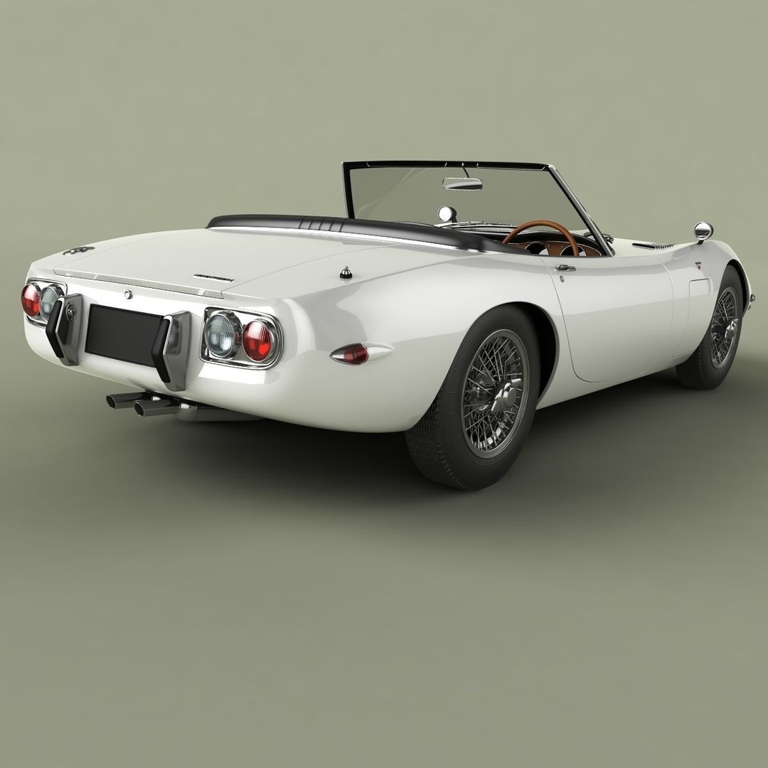 Toyota 2000GT Cabrio 3D Model – High Poly Antique Car, FBX, OBJ - View 4
