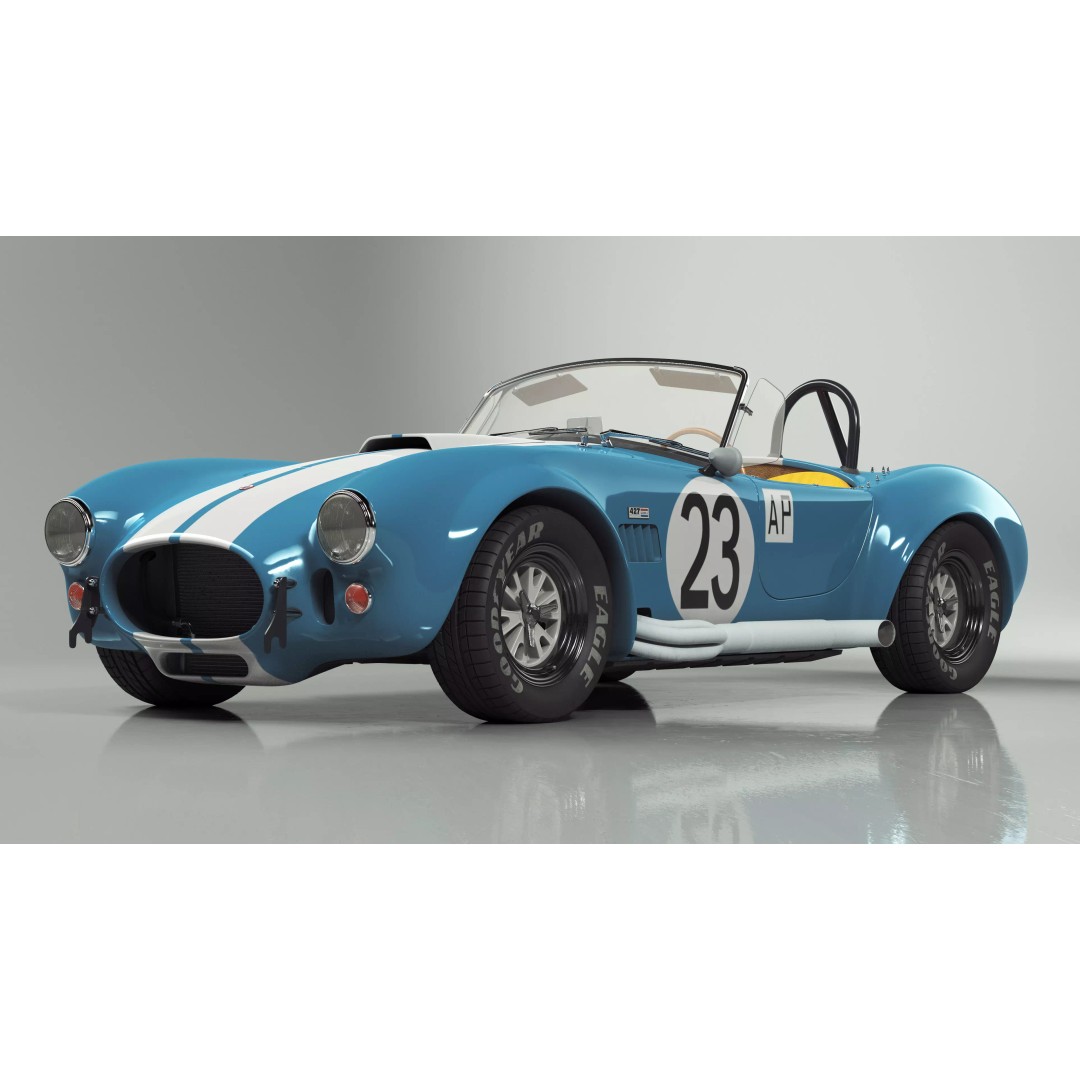 AC Shelby Cobra 1965 3D Model – High Poly Vintage Sports Car, FBX - View 2