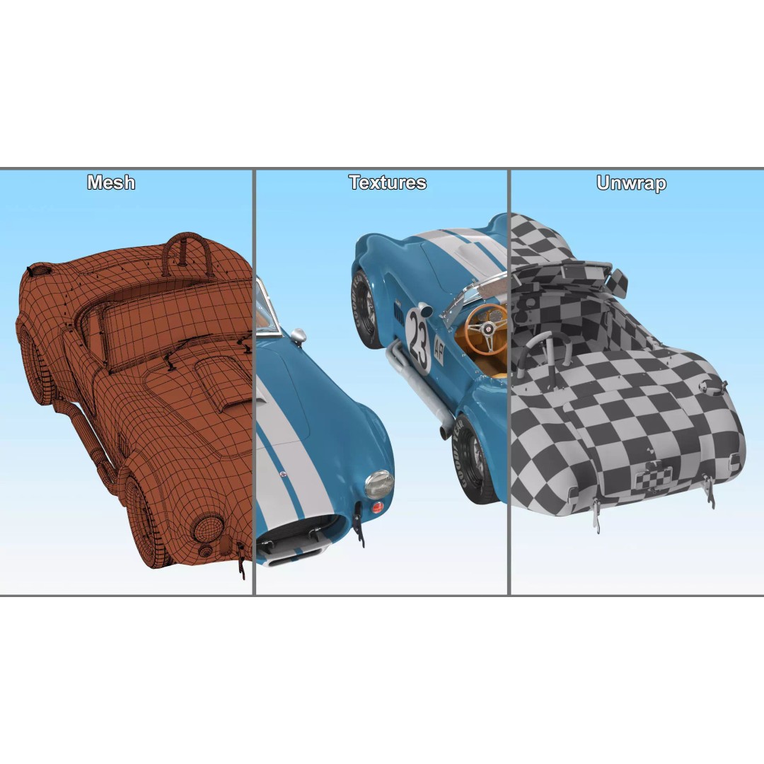 AC Shelby Cobra 1965 3D Model – High Poly Vintage Sports Car, FBX - View 35