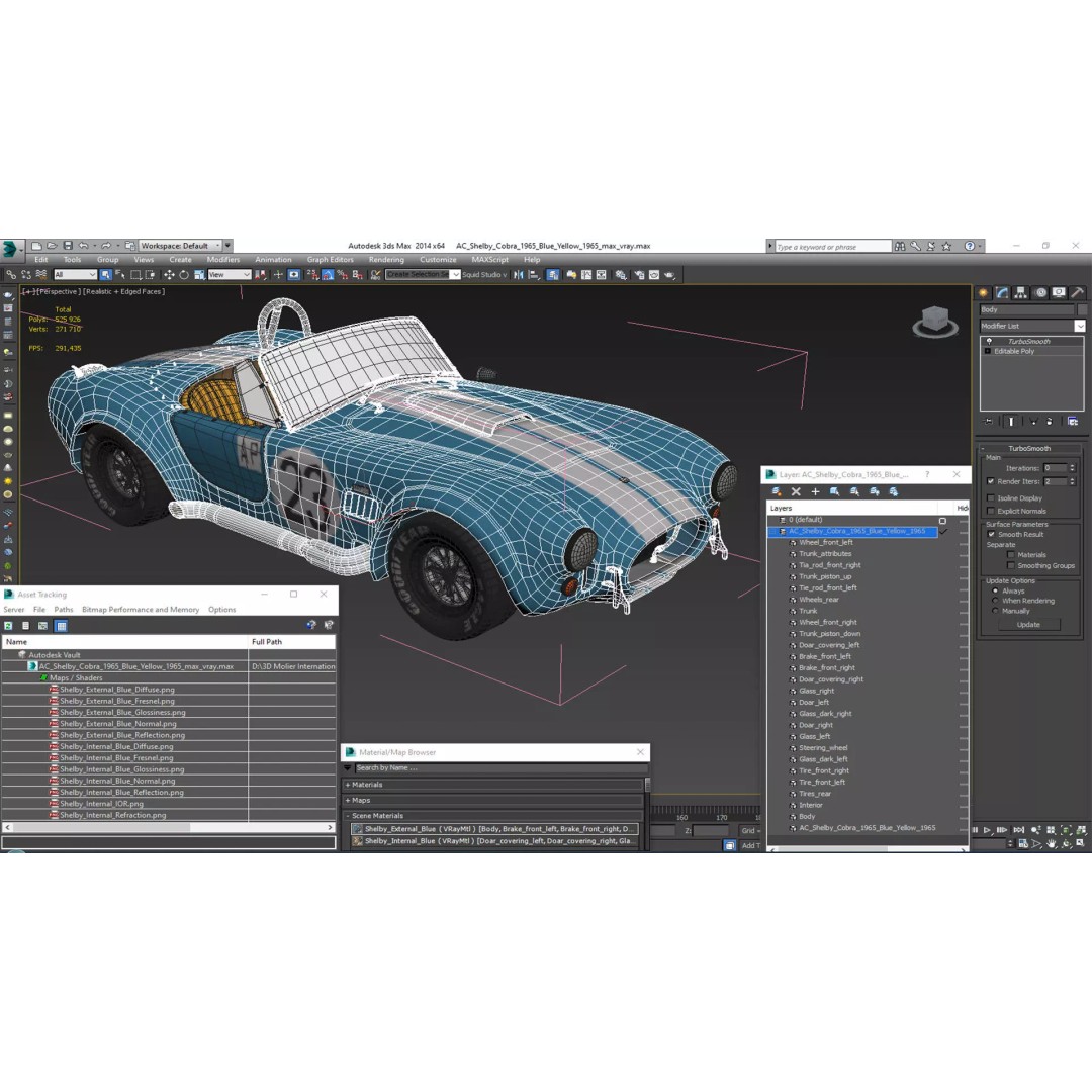 AC Shelby Cobra 1965 3D Model – High Poly Vintage Sports Car, FBX - View 40