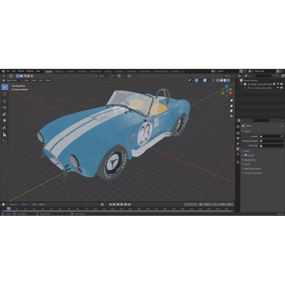 AC Shelby Cobra 1965 3D Model – High Poly Vintage Sports Car, FBX - View 41