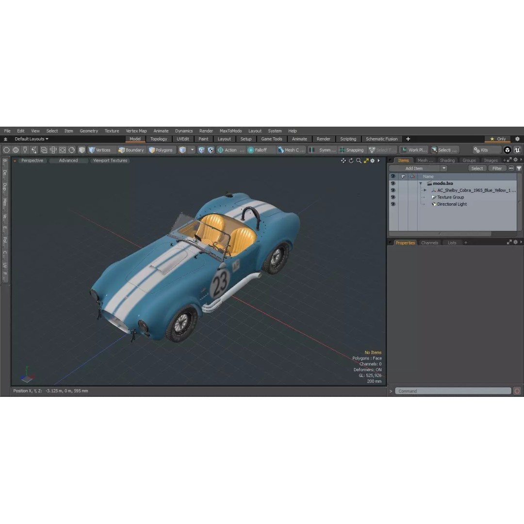 AC Shelby Cobra 1965 3D Model – High Poly Vintage Sports Car, FBX - View 43