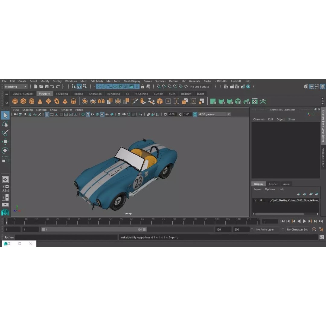 AC Shelby Cobra 1965 3D Model – High Poly Vintage Sports Car, FBX - View 44