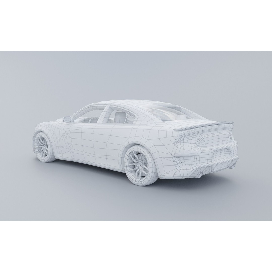 Dodge Charger Hellcat 3D Model – Low Poly Game Asset, PBR Textures