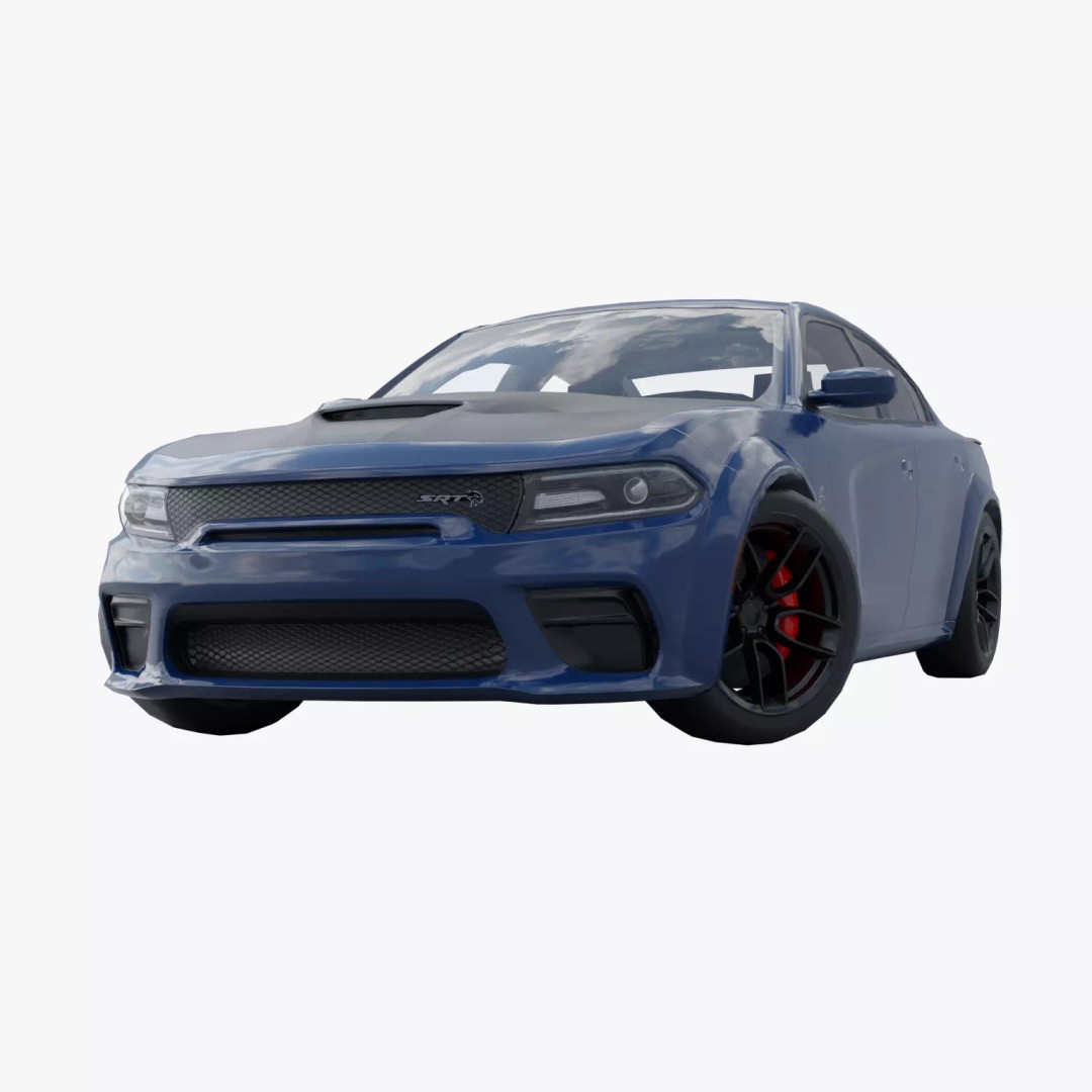 Dodge Charger Hellcat 3D Model – Low Poly Game Asset, PBR Textures - View 2