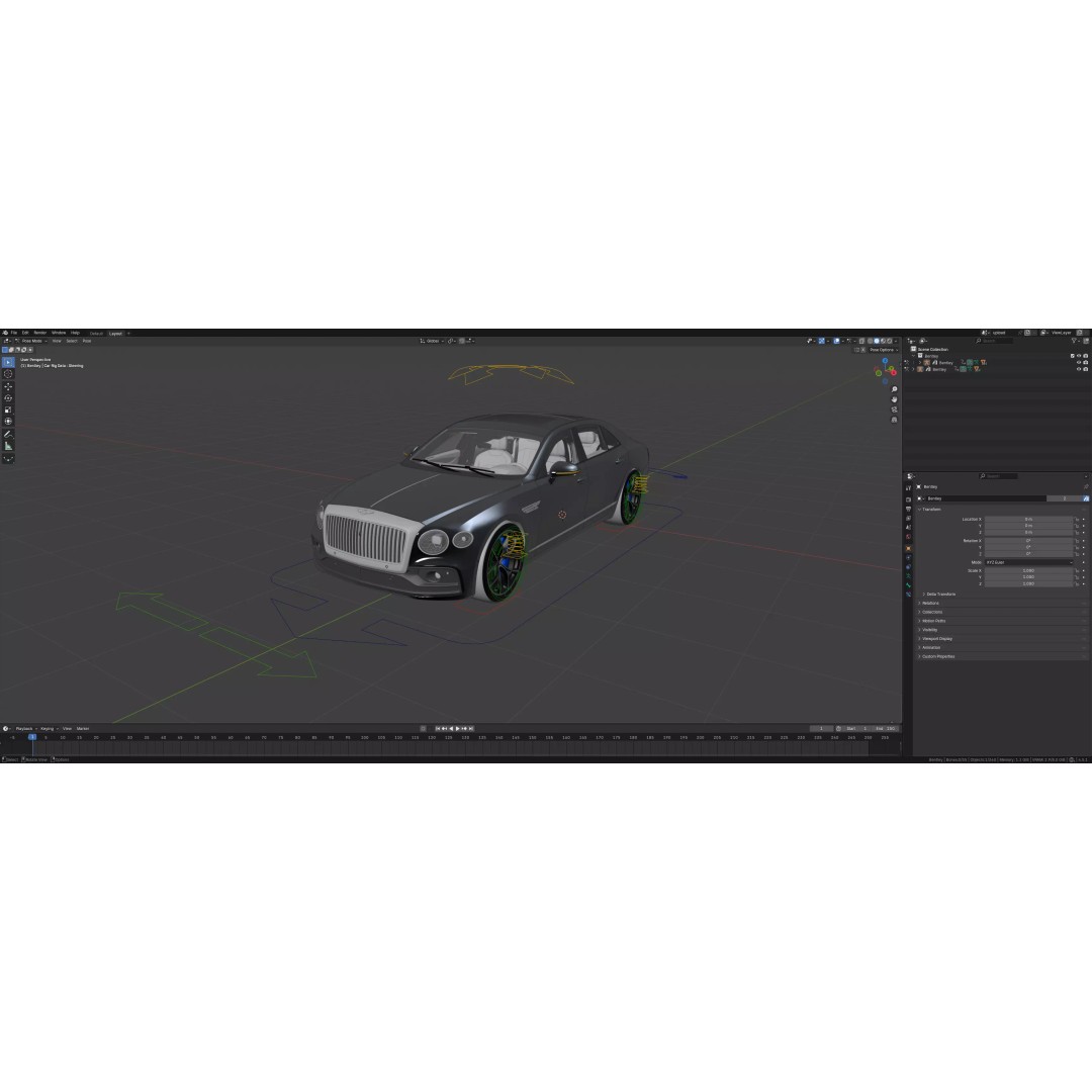 Bentley Flying Spur 3D Model – High Detail Rigged Luxury Car, Blender, FBX, OBJ - View 20