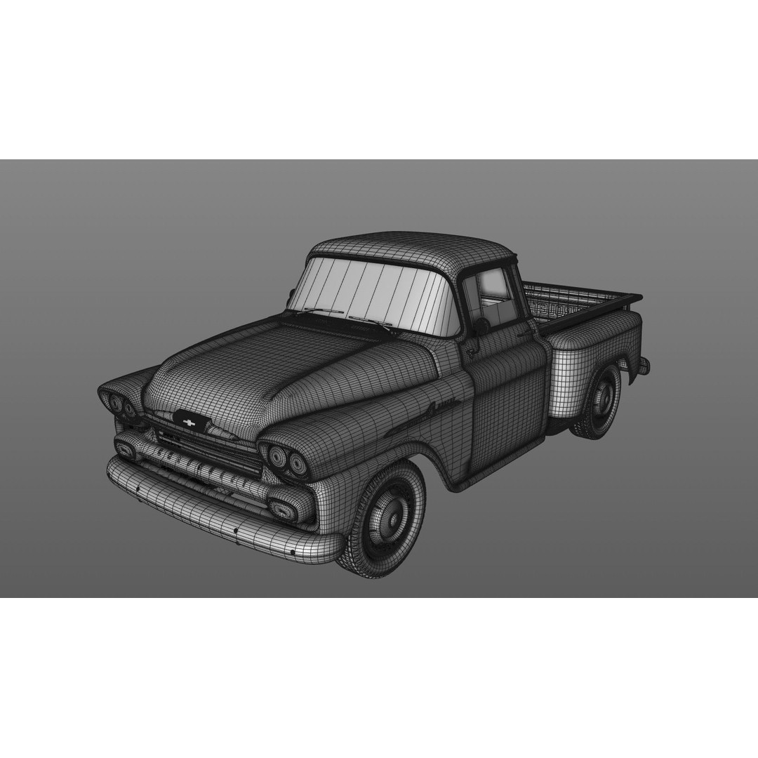 Chevy 3100 Apache Pickup 1958 3D Model – High Detail Game Asset, FBX
