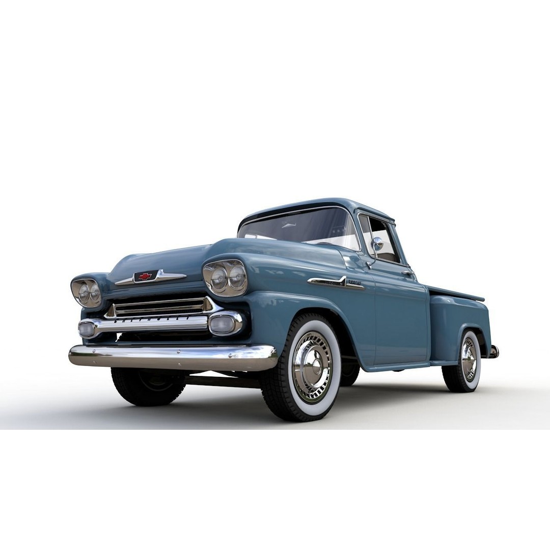 Chevy 3100 Apache Pickup 1958 3D Model – High Detail Game Asset, FBX - View 10