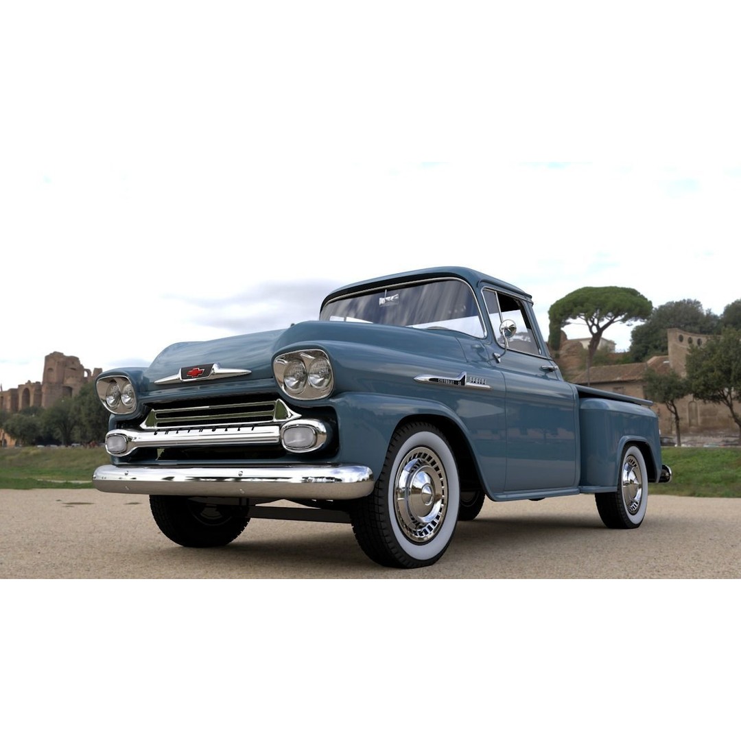 Chevy 3100 Apache Pickup 1958 3D Model – High Detail Game Asset, FBX - View 11
