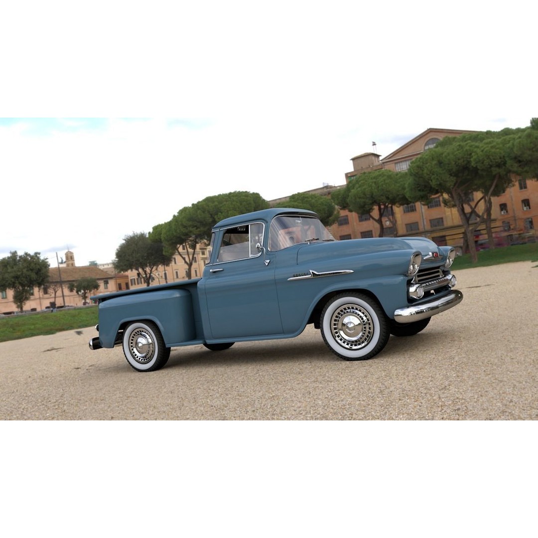 Chevy 3100 Apache Pickup 1958 3D Model – High Detail Game Asset, FBX - View 13