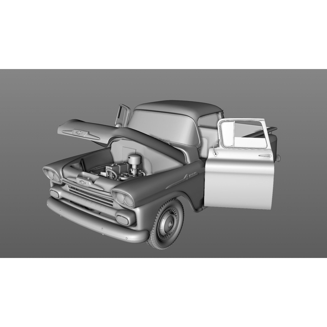 Chevy 3100 Apache Pickup 1958 3D Model – High Detail Game Asset, FBX - View 19