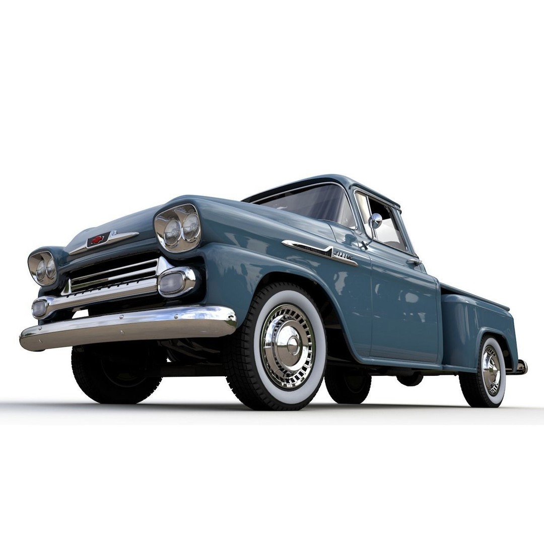 Chevy 3100 Apache Pickup 1958 3D Model – High Detail Game Asset, FBX - View 4