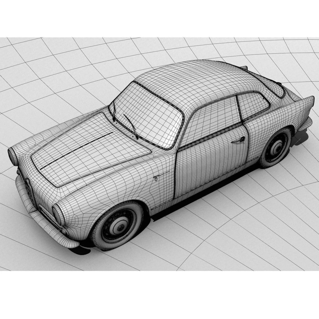 1958 Alfa Romeo Giulietta Sprint Veloce 3D Model – High Poly Game Asset, FBX, OBJ