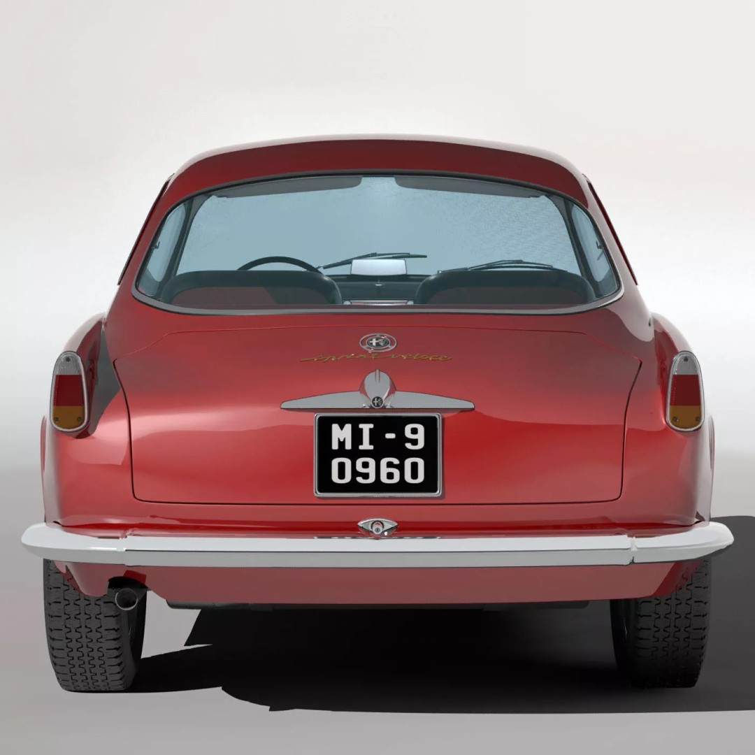 1958 Alfa Romeo Giulietta Sprint Veloce 3D Model – High Poly Game Asset, FBX, OBJ - View 10
