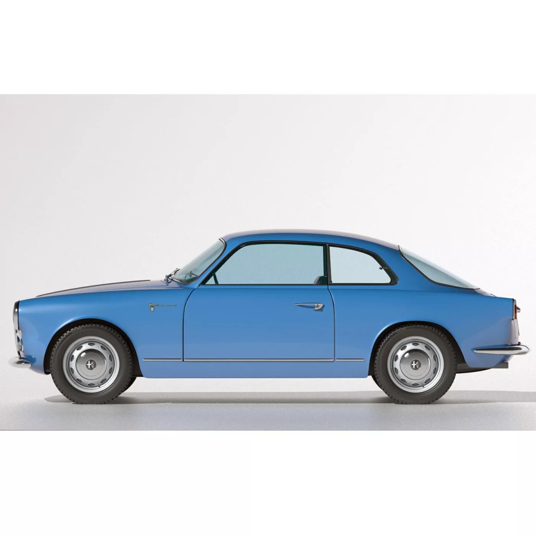 1958 Alfa Romeo Giulietta Sprint Veloce 3D Model – High Poly Game Asset, FBX, OBJ - View 14