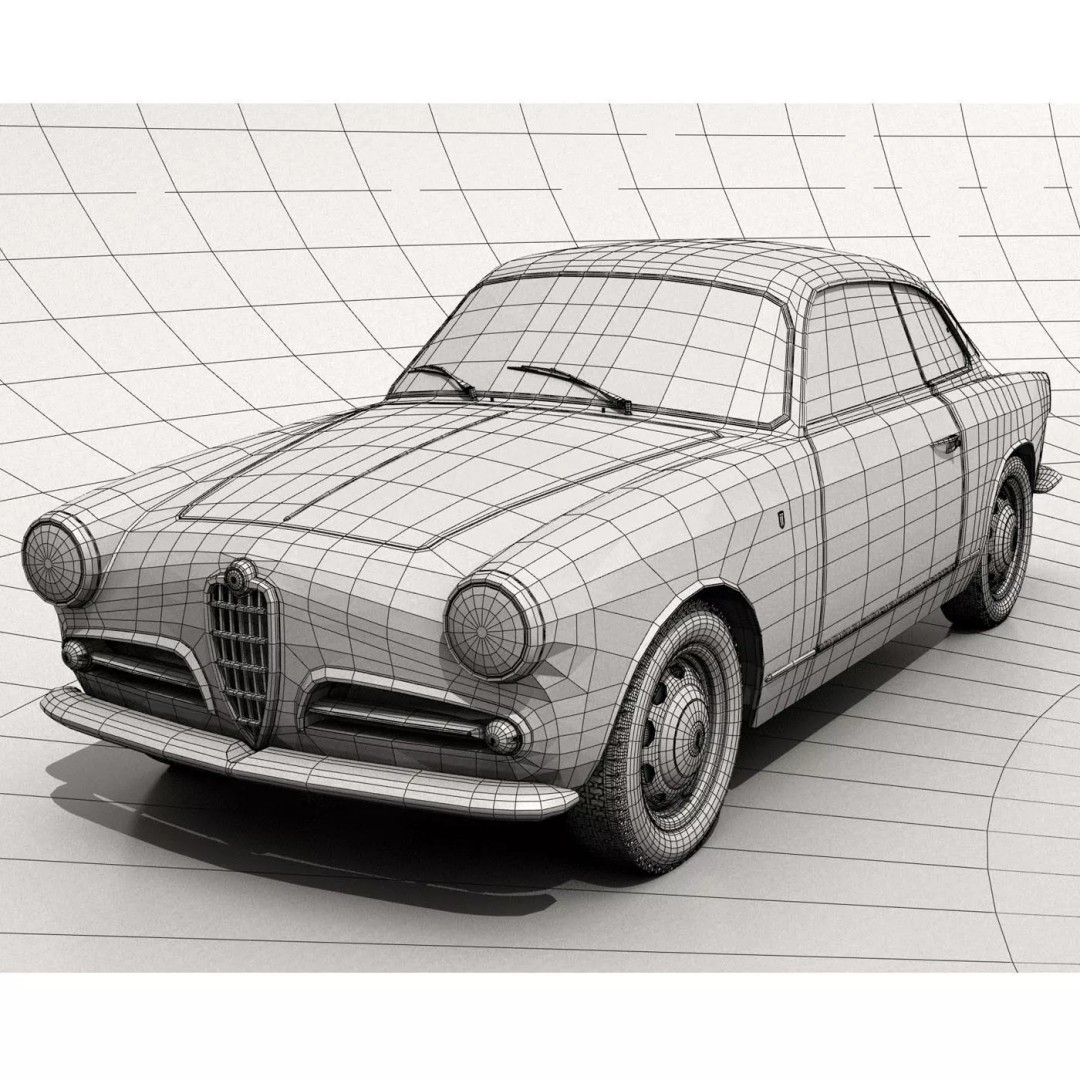 1958 Alfa Romeo Giulietta Sprint Veloce 3D Model – High Poly Game Asset, FBX, OBJ - View 16