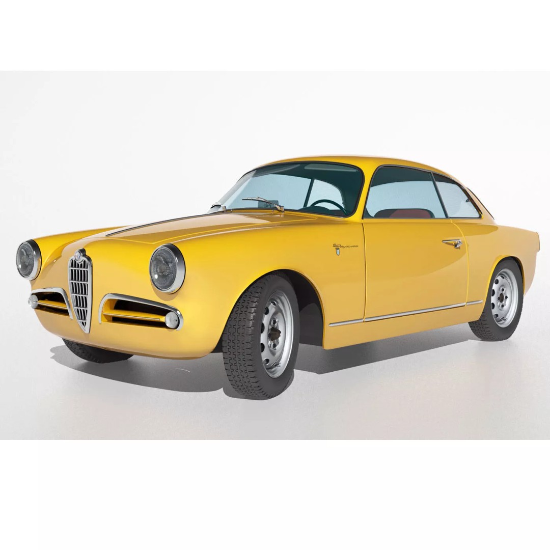 1958 Alfa Romeo Giulietta Sprint Veloce 3D Model – High Poly Game Asset, FBX, OBJ - View 2