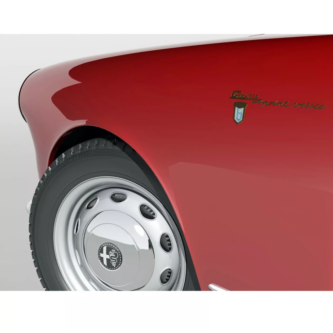 1958 Alfa Romeo Giulietta Sprint Veloce 3D Model – High Poly Game Asset, FBX, OBJ - View 3