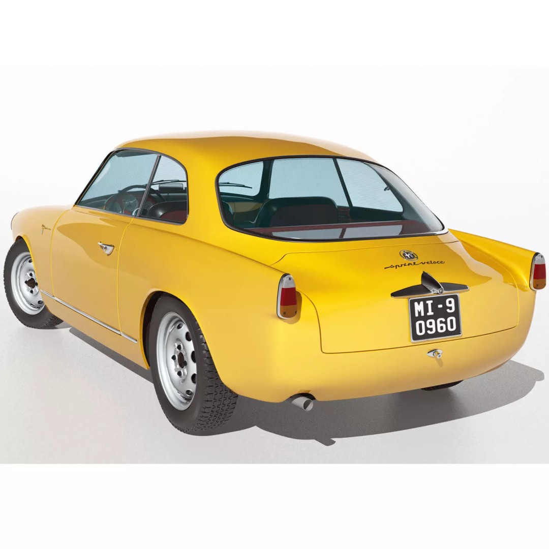1958 Alfa Romeo Giulietta Sprint Veloce 3D Model – High Poly Game Asset, FBX, OBJ - View 4