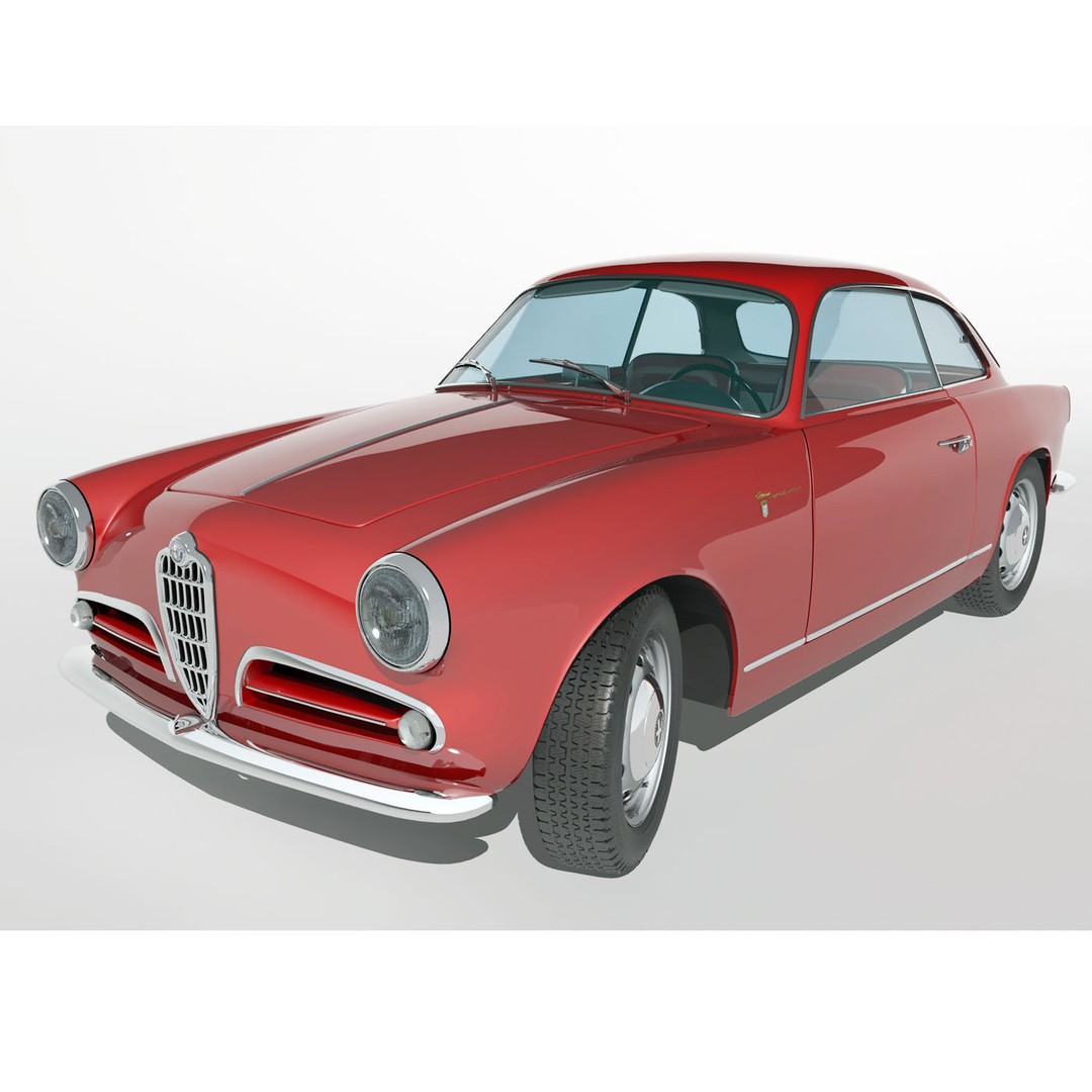1958 Alfa Romeo Giulietta Sprint Veloce 3D Model – High Poly Game Asset, FBX, OBJ - View 6