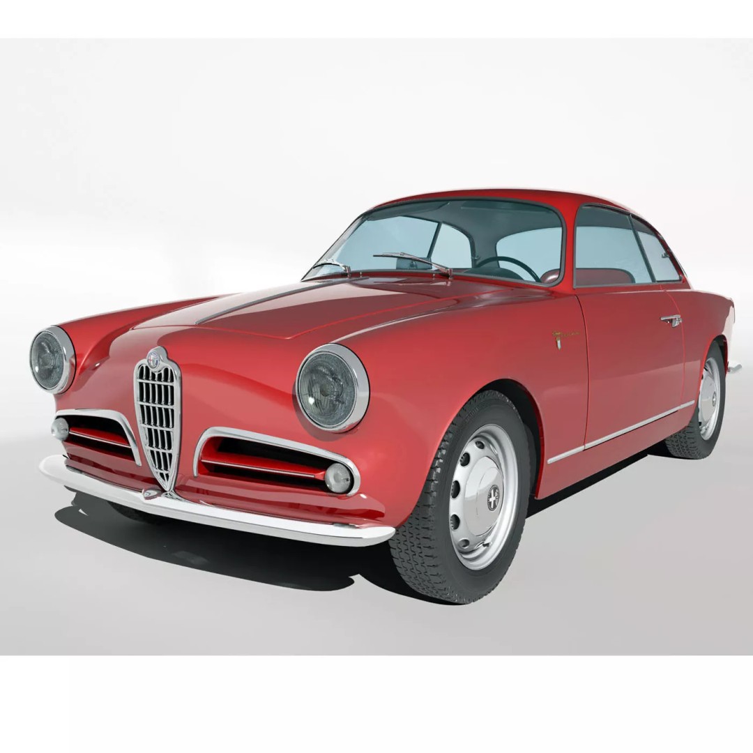 1958 Alfa Romeo Giulietta Sprint Veloce 3D Model – High Poly Game Asset, FBX, OBJ - View 7