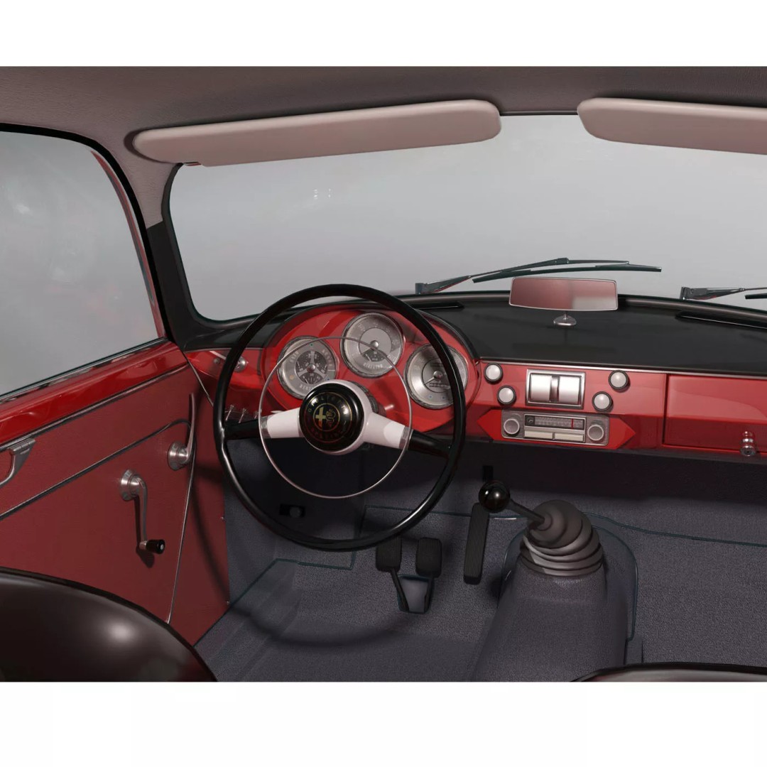 1958 Alfa Romeo Giulietta Sprint Veloce 3D Model – High Poly Game Asset, FBX, OBJ - View 9