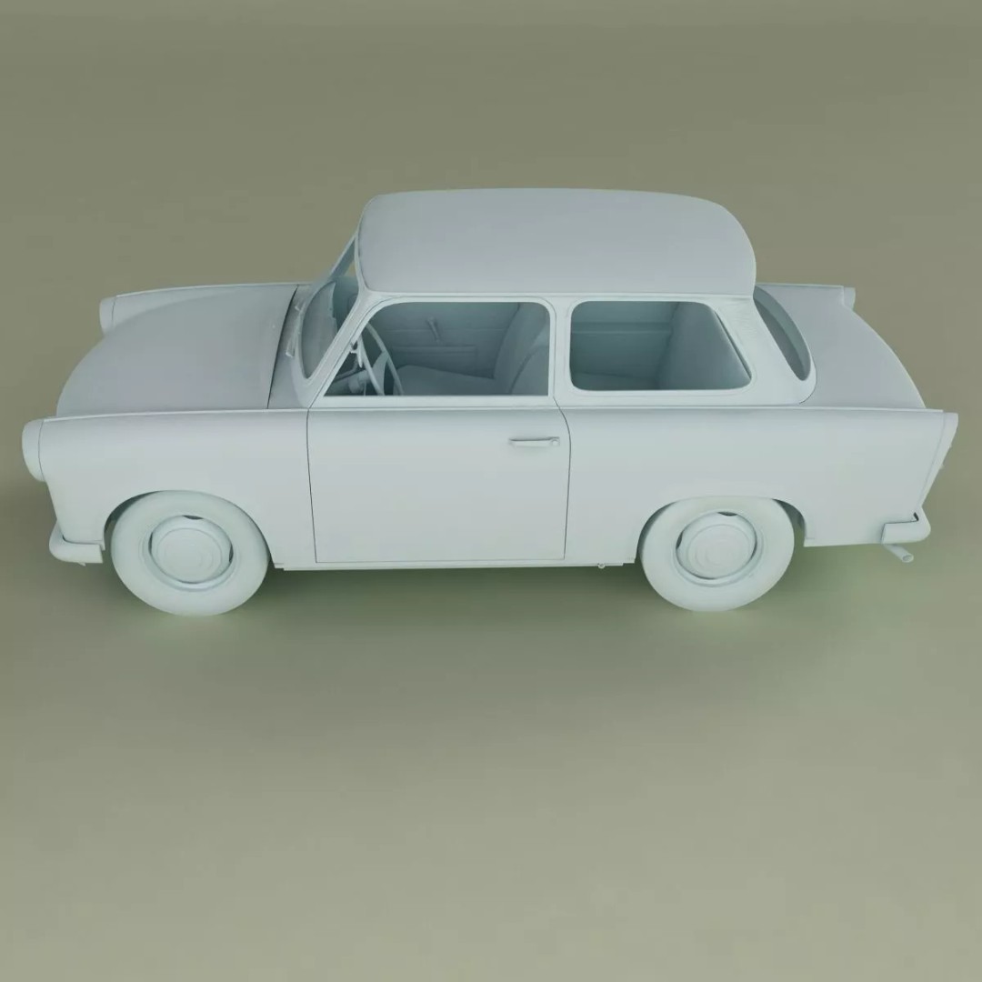 1964 Trabant 601 3D Model – High Poly Antique Car Asset, FBX - View 12