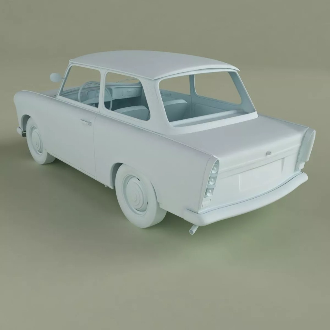 1964 Trabant 601 3D Model – High Poly Antique Car Asset, FBX - View 13