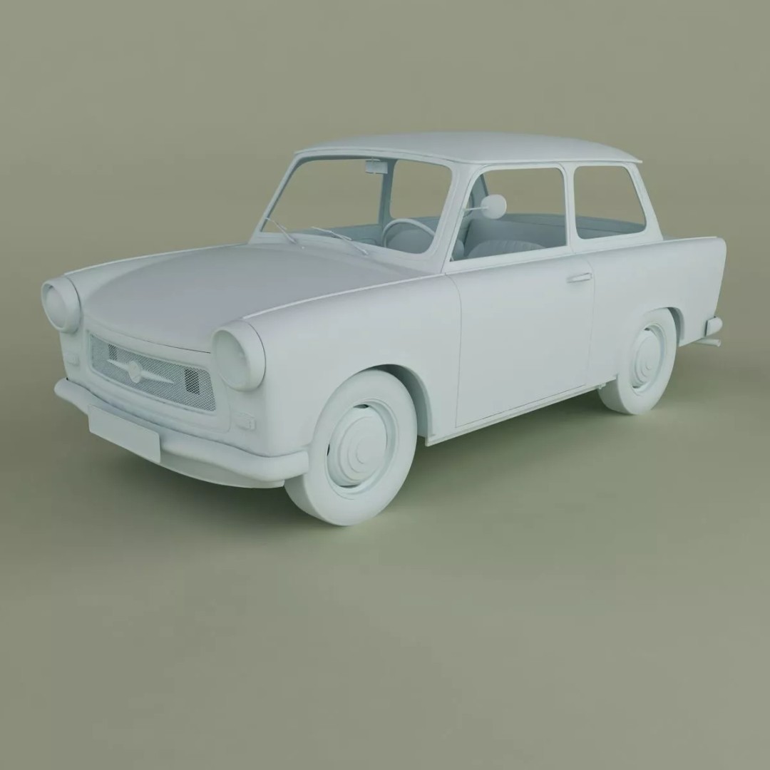 1964 Trabant 601 3D Model – High Poly Antique Car Asset, FBX - View 14
