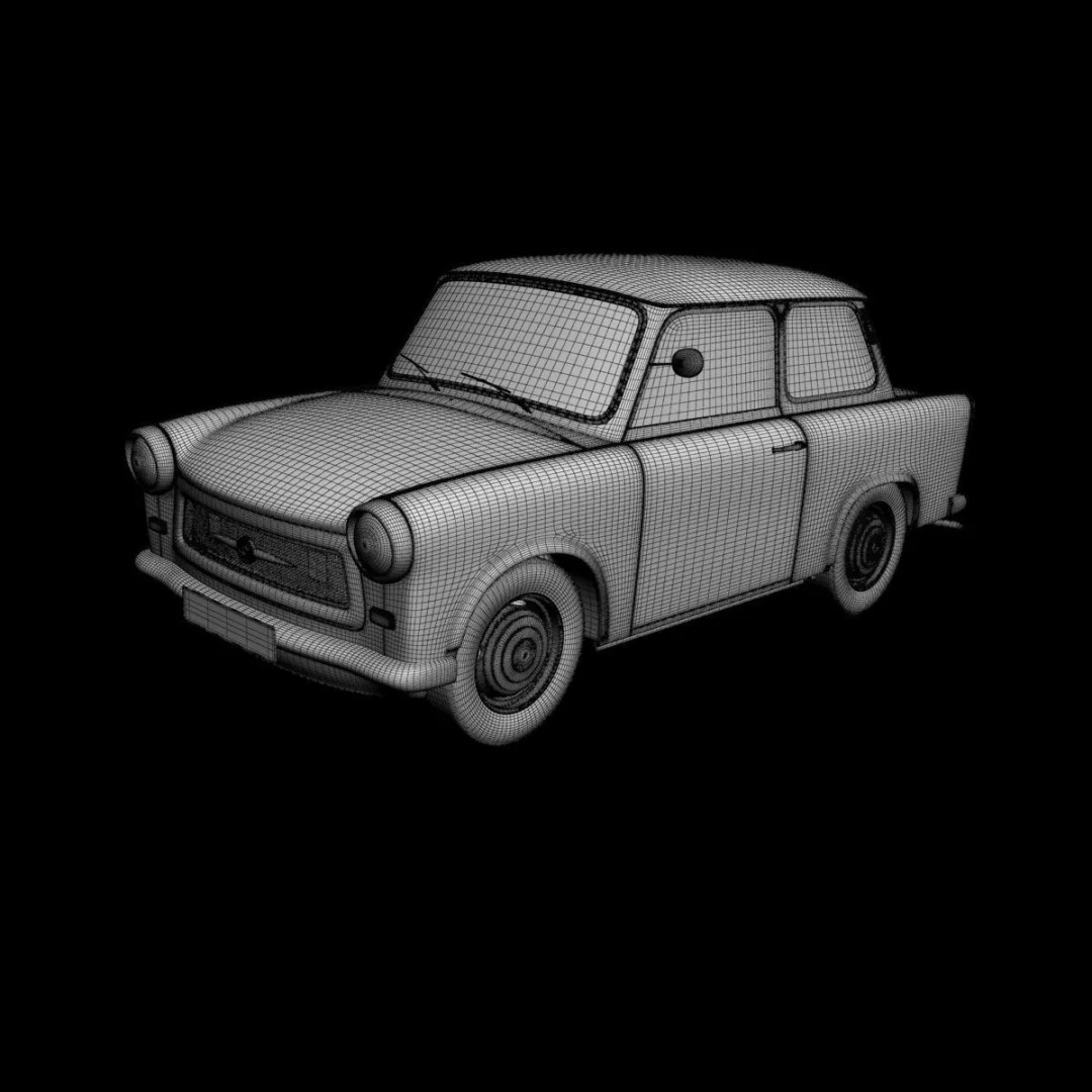 1964 Trabant 601 3D Model – High Poly Antique Car Asset, FBX - View 16