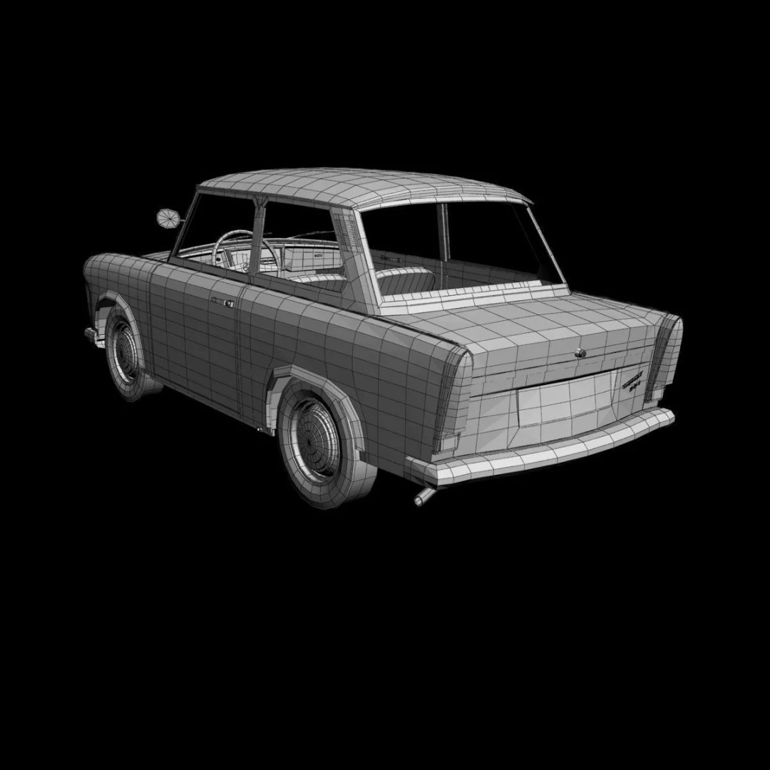 1964 Trabant 601 3D Model – High Poly Antique Car Asset, FBX - View 17