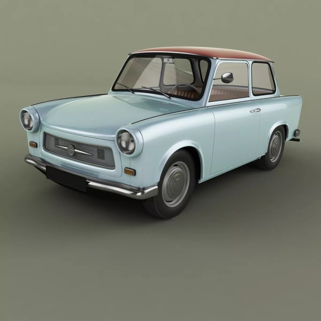 1964 Trabant 601 3D Model – High Poly Antique Car Asset, FBX - View 2