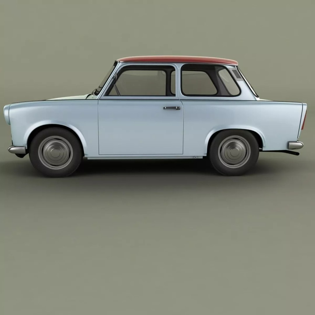 1964 Trabant 601 3D Model – High Poly Antique Car Asset, FBX - View 3