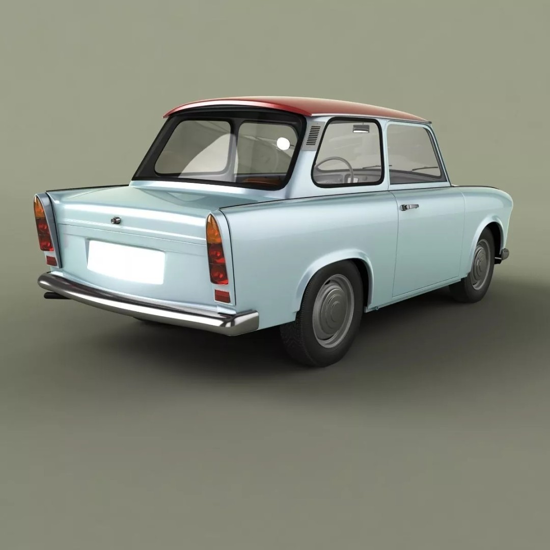 1964 Trabant 601 3D Model – High Poly Antique Car Asset, FBX - View 4