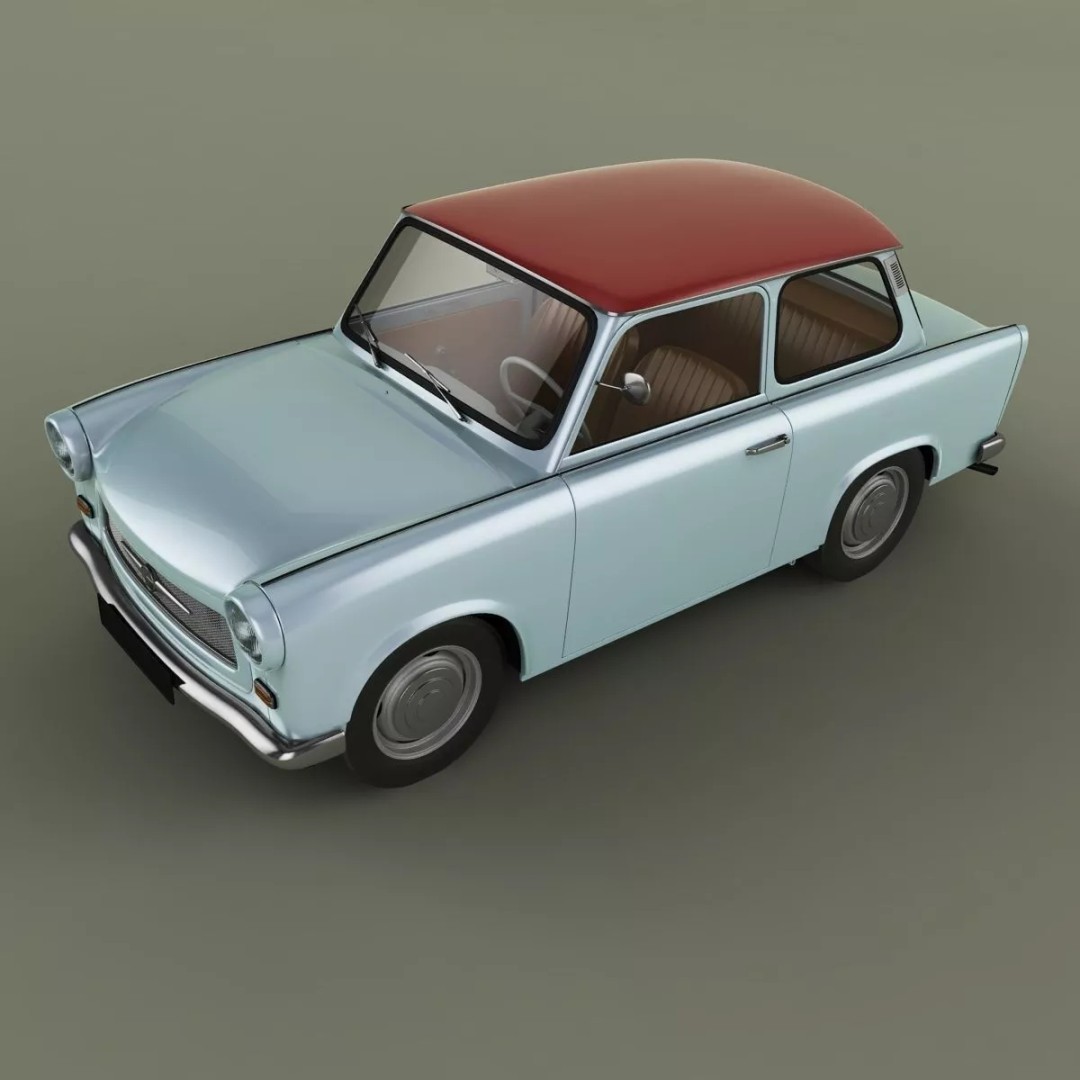 1964 Trabant 601 3D Model – High Poly Antique Car Asset, FBX - View 7