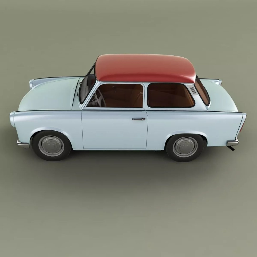 1964 Trabant 601 3D Model – High Poly Antique Car Asset, FBX - View 8