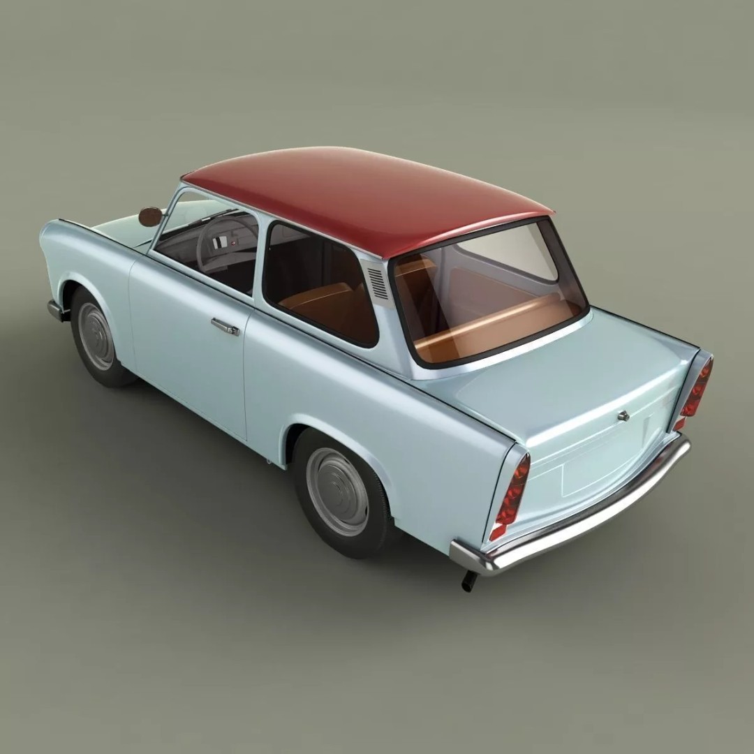 1964 Trabant 601 3D Model – High Poly Antique Car Asset, FBX - View 9