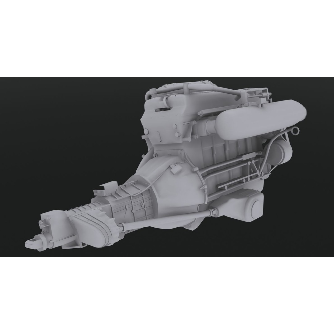 Nissan RB28 Twin Turbo 3D Model – Low Poly Engine Asset, FBX, OBJ - View 10