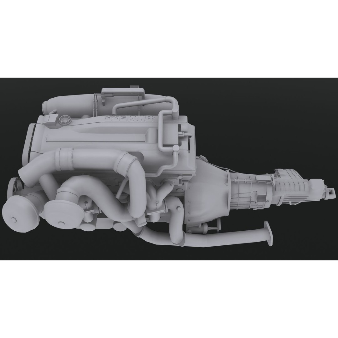 Nissan RB28 Twin Turbo 3D Model – Low Poly Engine Asset, FBX, OBJ - View 13